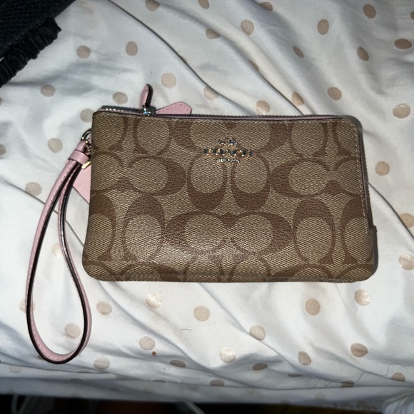 Coach Handbags - Light Brown Canvas Coach Wristlet